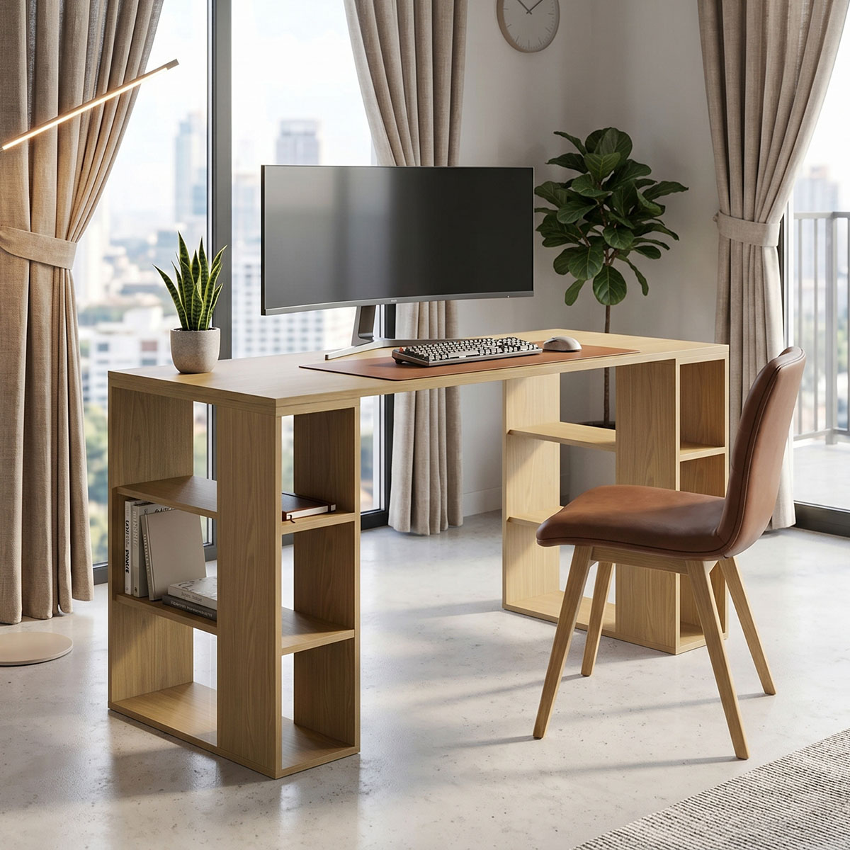 product_pako_230-000235 Γραφείο εργασίας Praga σε ανοιχτό καρυδί 140x60x75εκ - Image 1