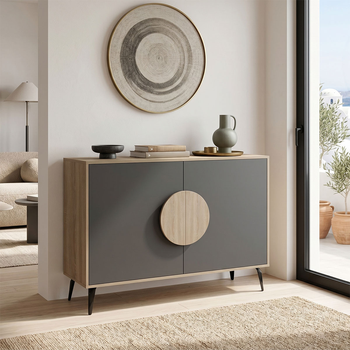 product_pako_230-000240 Μπουφές Gora sonoma-ανθρακί 110x35.5x82εκ - Image 1