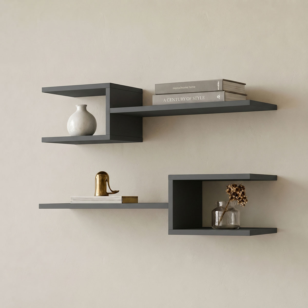 product_pako_230-000247 Ραφιέρα τοίχου Sumpa 2τεμ ανθρακί 65x20x18εκ - Image 1