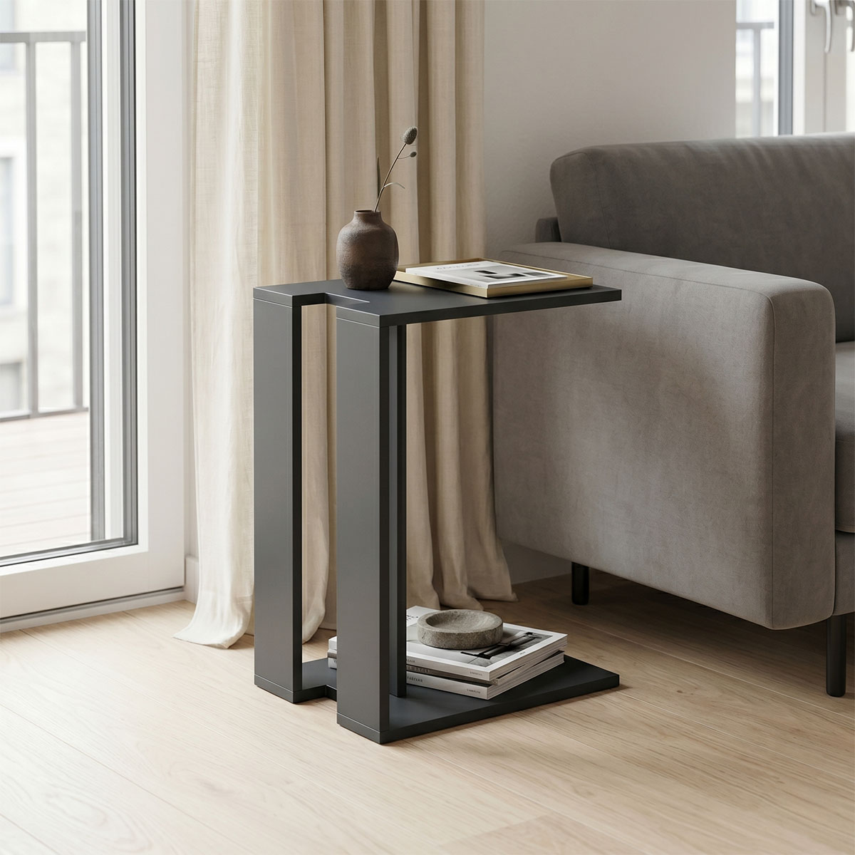 product_pako_230-000250 Βοηθητικό τραπέζι Muju ανθρακί 30x40x55εκ - Image 1