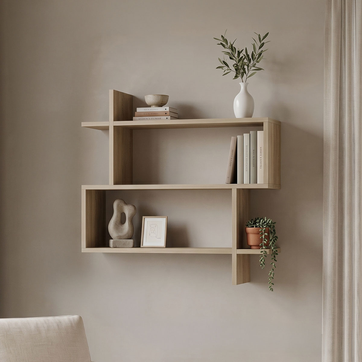 product_pako_230-000251 Ραφιέρα τοίχου Paralel sonoma 70x22x65,5εκ - Image 1