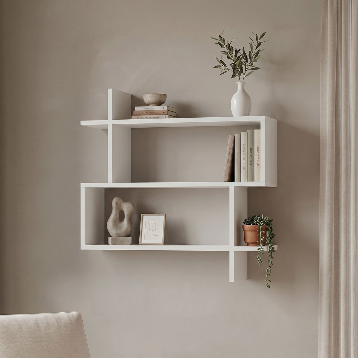 product_pako_230-000252 Ραφιέρα τοίχου Paralel λευκό 70x22x65,5εκ - Image 1