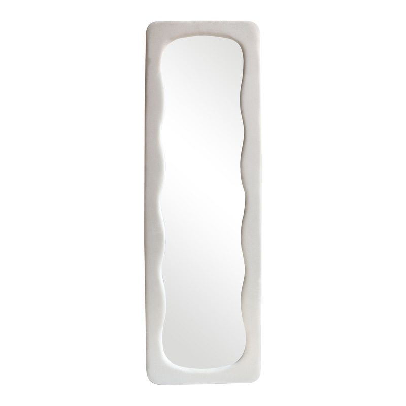 product_pako_233-000044 Καθρέπτης δαπέδου Lezour βελούδο σε λευκή απόχρωση 50x5x170εκ - Image 1
