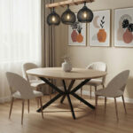 Tραπέζι Lydia MDF επεκτεινόμενο καρυδί-μαύρο 120-160x120x79εκ - Image 2