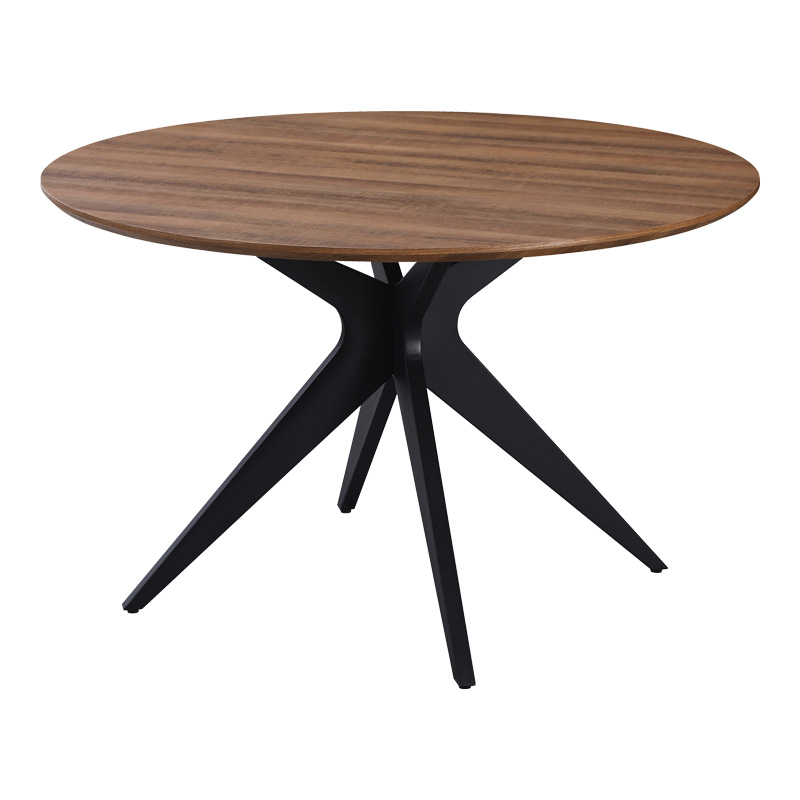product_pako_235-000040 Τραπέζι Toda mdf σε καρυδί απόχρωση με μαύρα μεταλλικά πόδια Φ120x75εκ - Image 1