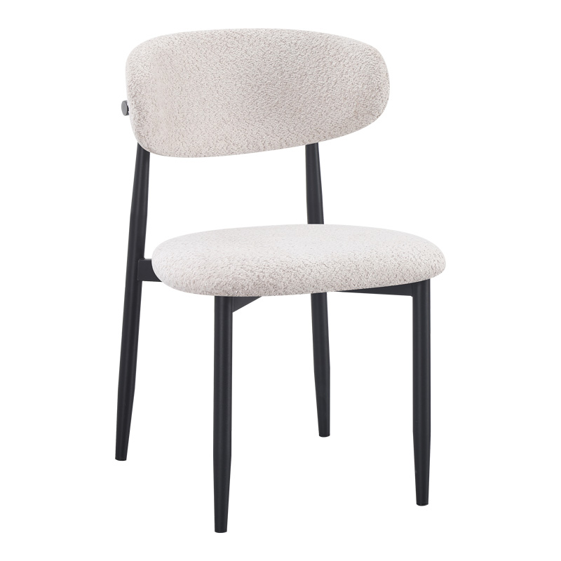 product_pako_235-000043 Καρέκλα Folegio μπουκλέ σε κρεμ απόχρωση με μαύρα πόδια 50x57x79.5εκ (Σετ 4 τεμαχίων) - Image 1