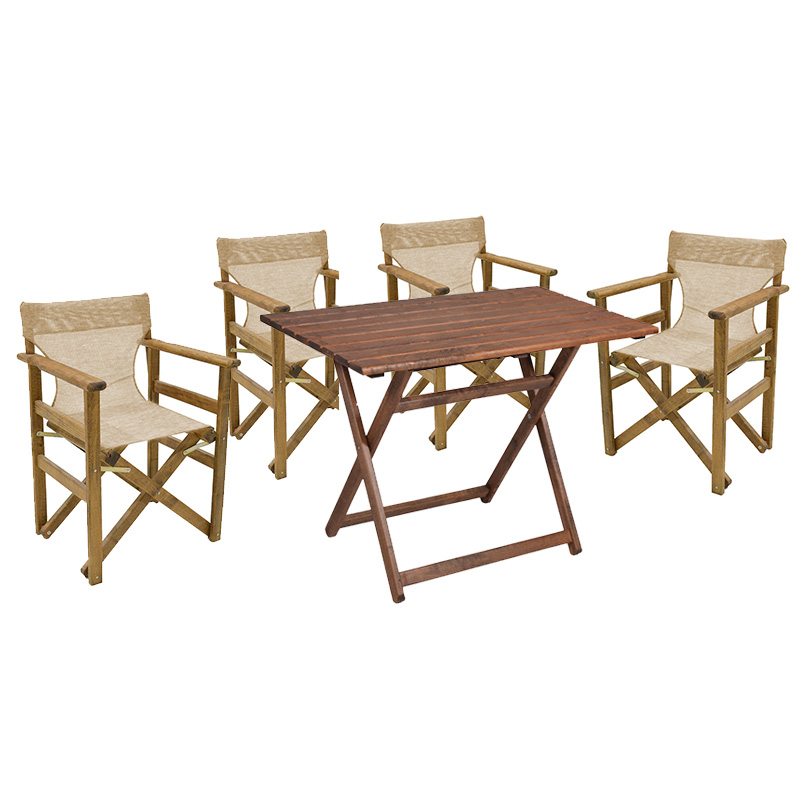 product_pako_237-000045 Tραπεζαρία Retto σετ 5τμχ μασίφ ξύλο οξιάς καρυδί-πανί μπεζ-εκρού 80x60x72εκ - Image 1
