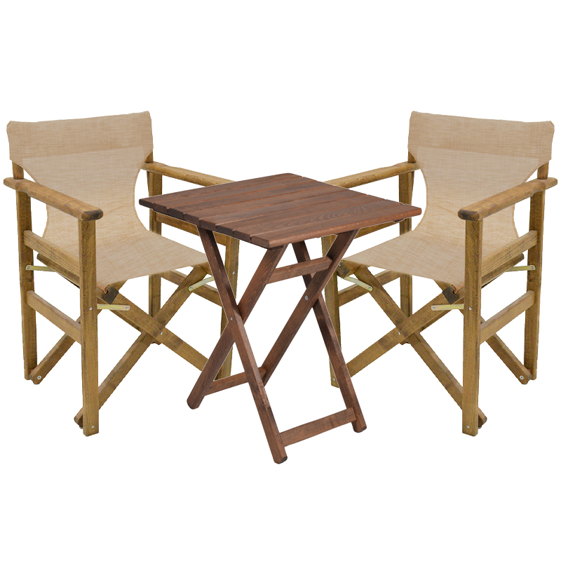 product_pako_237-000059 Tραπεζαρία Retto σετ 3τμχ μασίφ ξύλο οξιάς καρυδί-πανί μπεζ-εκρού 60x60x71εκ - Image 1