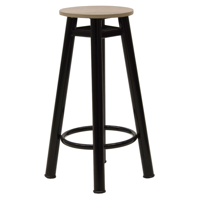 product_pako_243-000021 Σκαμπό μπαρ Onyx ξύλο δρυς-μέταλλο μαύρο gloss Φ33x77εκ - Image 1