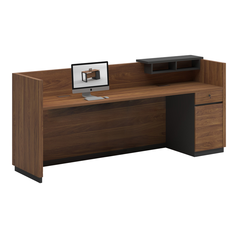product_pako_246-000005 Γραφείο reception επαγγελματικό Oscar καρυδί-ανθρακί 180x65x110εκ - Image 1