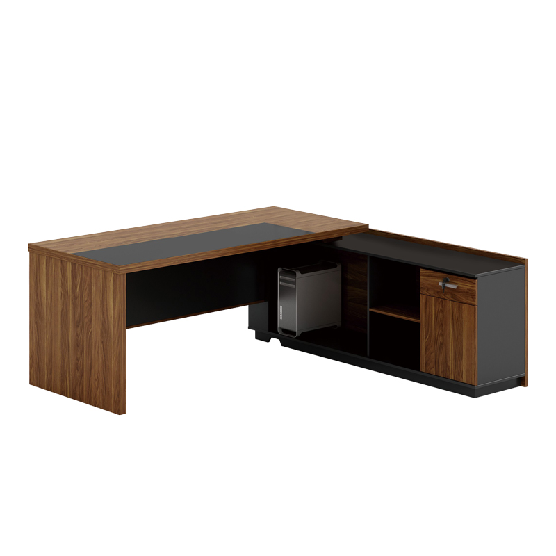 product_pako_246-000014 Γραφείο επαγγελματικό με δεξιά γωνία Oscar μελαμίνη σε καρυδί-ανθρακί απόχρωση 240x180x76εκ - Image 1