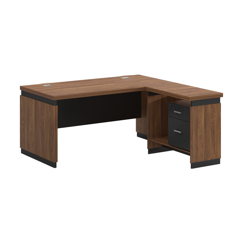 product_pako_246-000017 Γραφείο επαγγελματικό αναστρέψιμο Oscar μελαμίνη σε καρυδί-ανθρακί απόχρωση 200x180x76εκ - Image 1