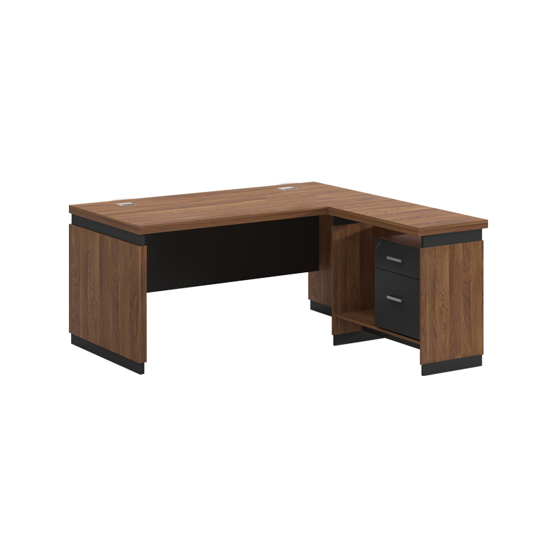product_pako_246-000018 Γραφείο επαγγελματικό αναστρέψιμο Oscar μελαμίνη σε καρυδί-ανθρακί απόχρωση 160x160x76εκ - Image 1