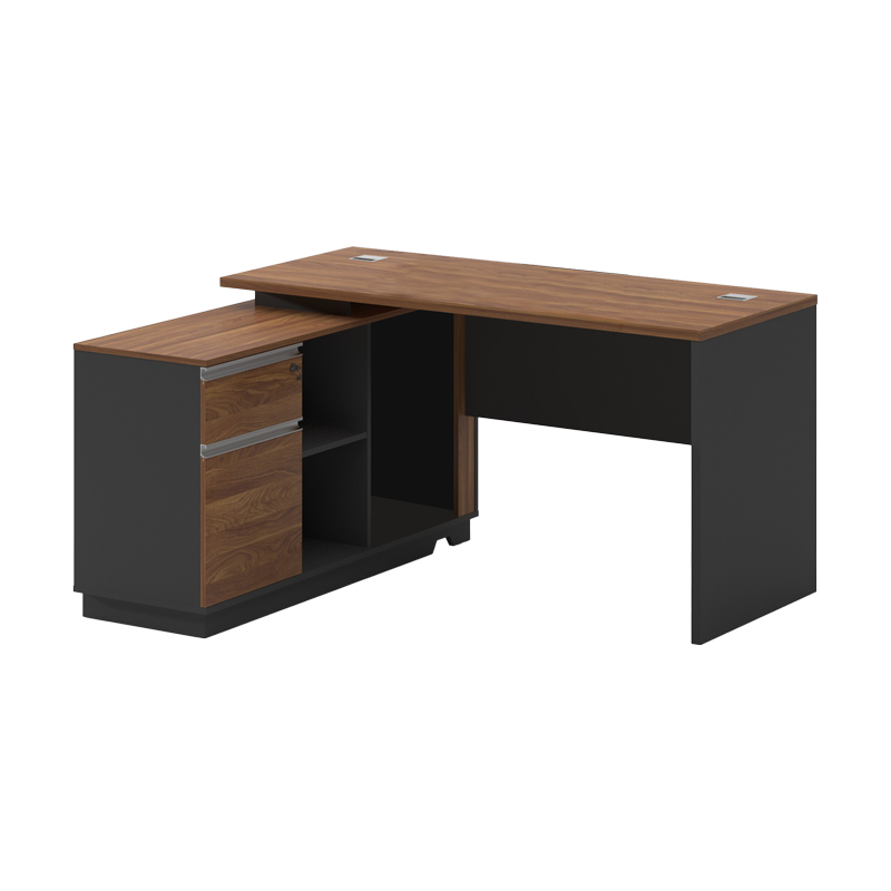 product_pako_246-000020 Γραφείο επαγγελματικό με αριστερή γωνία Oscar μελαμίνη σε καρυδί-ανθρακί απόχρωση 140x120x76εκ - Image 1