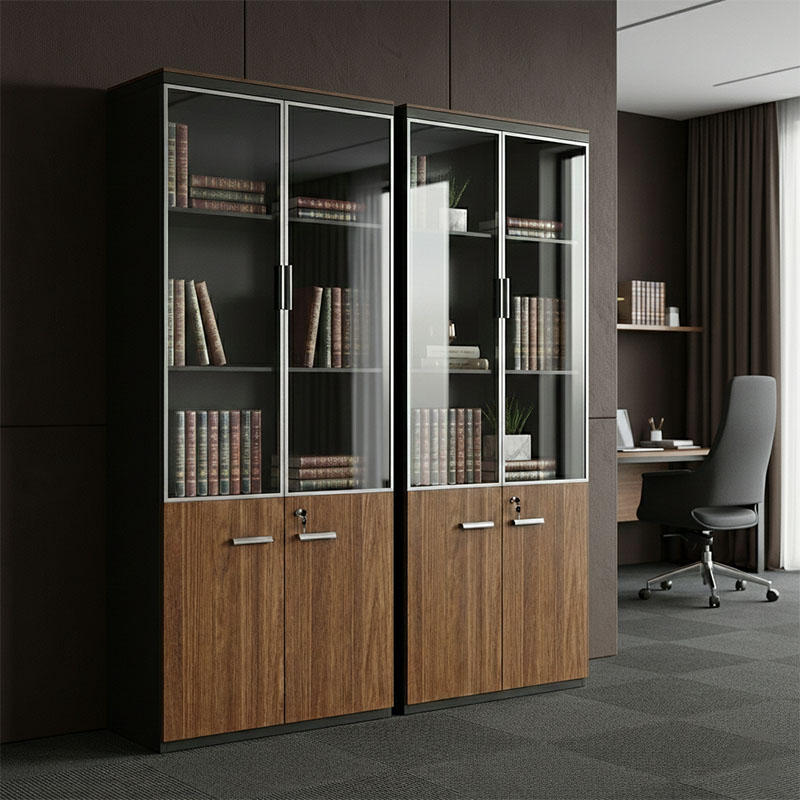 product_pako_246-000034 Ντουλάπες γραφείου επαγγελματικές Oscar καρυδί-ανθρακί 160x40x200εκ - Image 1