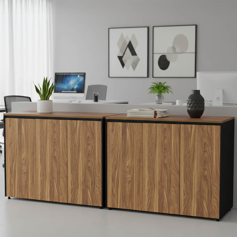 product_pako_246-000038 Ντουλάπια γραφείου χαμηλά επαγγελματικά Oscar καρυδί-ανθρακί 240x40x80εκ - Image 1