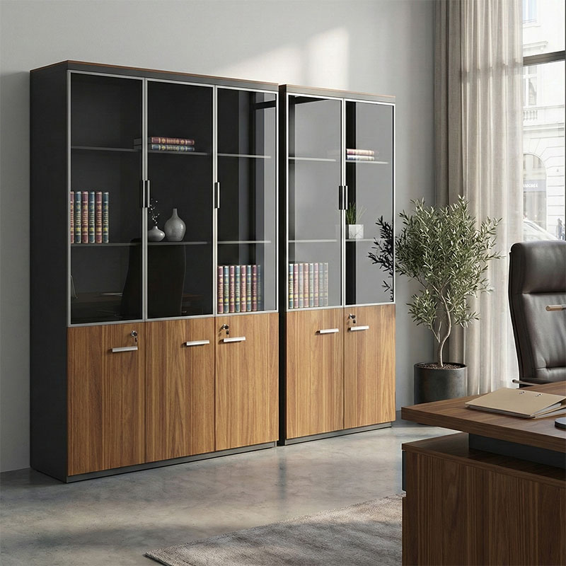 product_pako_246-000042 Ντουλάπες γραφείου επαγγελματικές Oscar καρυδί-ανθρακί 200x40x200εκ - Image 1
