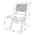 Καρέκλα Winslow ξύλο rubberwood ανοικτό καρυδί-pvc rattan φυσικό-ύφασμα γκρι (Σετ 2 τεμαχίων) - Image 2