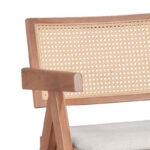 Πολυθρόνα Winslow ξύλο rubberwood ανοικτό καρυδί-pvc rattan φυσικό-ύφασμα γκρι (Σετ 2 τεμαχίων) - Image 4