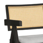 Πολυθρόνα Winslow ξύλο rubberwood μαύρο-pvc rattan φυσικό-ύφασμα γκρι (Σετ 2 τεμαχίων) - Image 2
