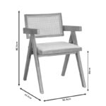 Πολυθρόνα Winslow ξύλο rubberwood μαύρο-pvc rattan φυσικό-ύφασμα γκρι (Σετ 2 τεμαχίων) - Image 4