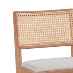 Σκαμπό bar Winslow ξύλο rubberwood ανοικτό καρυδί-pvc rattan φυσικό-ύφασμα γκρι 44.5x46x98εκ (Σετ 2 τεμαχίων) - Image 3