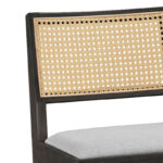 Σκαμπό bar Winslow ξύλο rubberwood μαύρο-pvc rattan φυσικό-ύφασμα γκρι 44.5x46x98εκ (Σετ 2 τεμαχίων) - Image 2