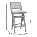 Σκαμπό bar Winslow ξύλο rubberwood μαύρο-pvc rattan φυσικό-ύφασμα γκρι 44.5x46x98εκ (Σετ 2 τεμαχίων) - Image 4