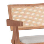 Σκαμπό bar Winslow ξύλο rubberwood ανοικτό καρυδί-pvc rattan φυσικό-ύφασμα γκρι (Σετ 2 τεμαχίων) - Image 3