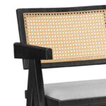 Σκαμπό bar Winslow ξύλο rubberwood μαύρο-pvc rattan φυσικό-ύφασμα γκρι (Σετ 2 τεμαχίων) - Image 2
