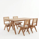 Τραπεζαρία Winslow σετ 5τεμ ξύλο rubberwood ανοιχτό καρυδί 160x85x75εκ - Image 2