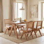 Τραπεζαρία Winslow σετ 5τεμ ξύλο rubberwood ανοιχτό καρυδί 160x85x75εκ