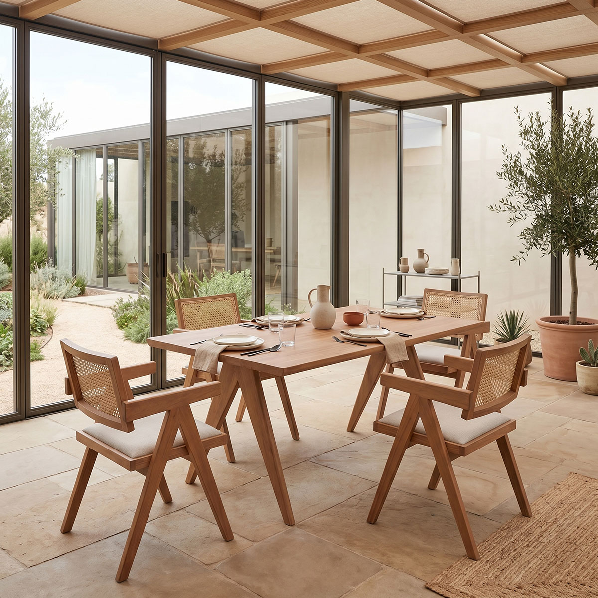product_pako_247-000013 Τραπεζαρία Winslow Ι σετ 5τεμ ξύλο rubberwood ανοιχτό καρυδί 160x85x75εκ - Image 1