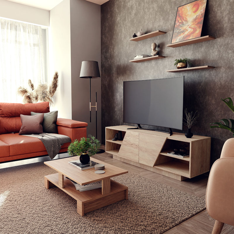 product_pako_248-000004 Έπιπλο τηλεόρασης Stevie sonoma 160x40x50εκ - Image 1