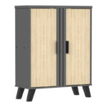 Παπουτσοθήκη-ντουλάπι Shoby sonoma-ανθρακί 70.5x30x91εκ - Image 3