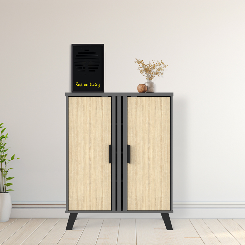 product_pako_248-000033 Παπουτσοθήκη-ντουλάπι Shoby sonoma-ανθρακί 70.5x30x91εκ - Image 1