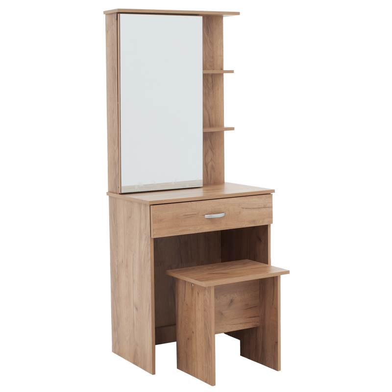 product_pako_249-000026 Τουαλέτα κρεβατοκάμαρας Zelia με καθρέπτη και σκαμπό χρώμα oak 60x40.5x151εκ - Image 1