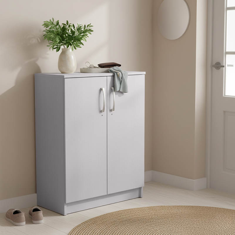 product_pako_249-000051 Παπουτσοθήκη-ντουλάπι Shordo λευκό-oak μελαμίνης 60x40.5x80εκ - Image 1