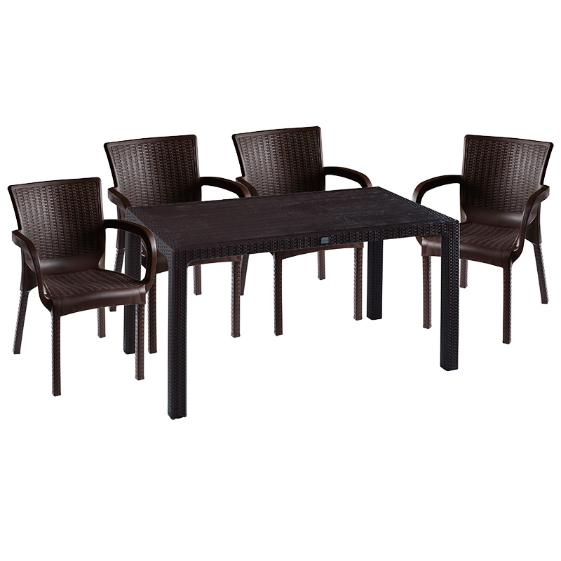 product_pako_253-000051 Τραπεζαρία Explore-Festive σετ 5τεμ PP καφέ 150x90x73,5εκ - Image 1
