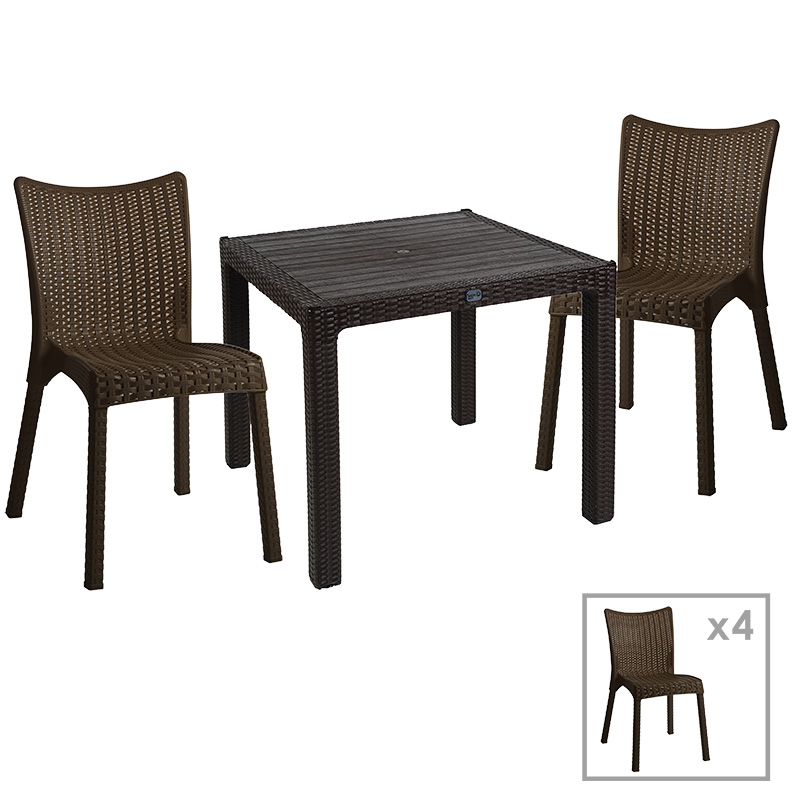 product_pako_253-000053 Τραπεζαρία Explore-Confident σετ 5τεμ PP καφέ 90x90x73,5εκ - Image 1