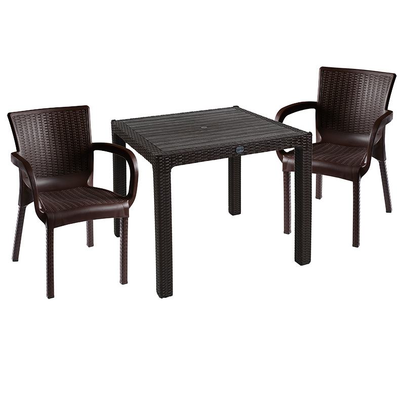 product_pako_253-000054 Τραπεζαρία Explore-Festive σετ 3τεμ PP καφέ 90x90x73,5εκ - Image 1