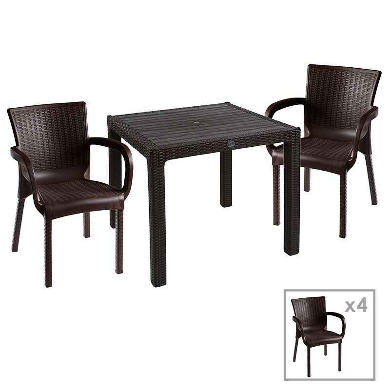 product_pako_253-000055 Τραπεζαρία Explore-Festive σετ 5τεμ PP καφέ 90x90x73,5εκ - Image 1