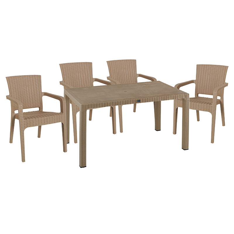 product_pako_253-000059 Τραπεζαρία Explore-Halcyon σετ 5τεμ PP cappuccino 150x90x73,5εκ. - Image 1