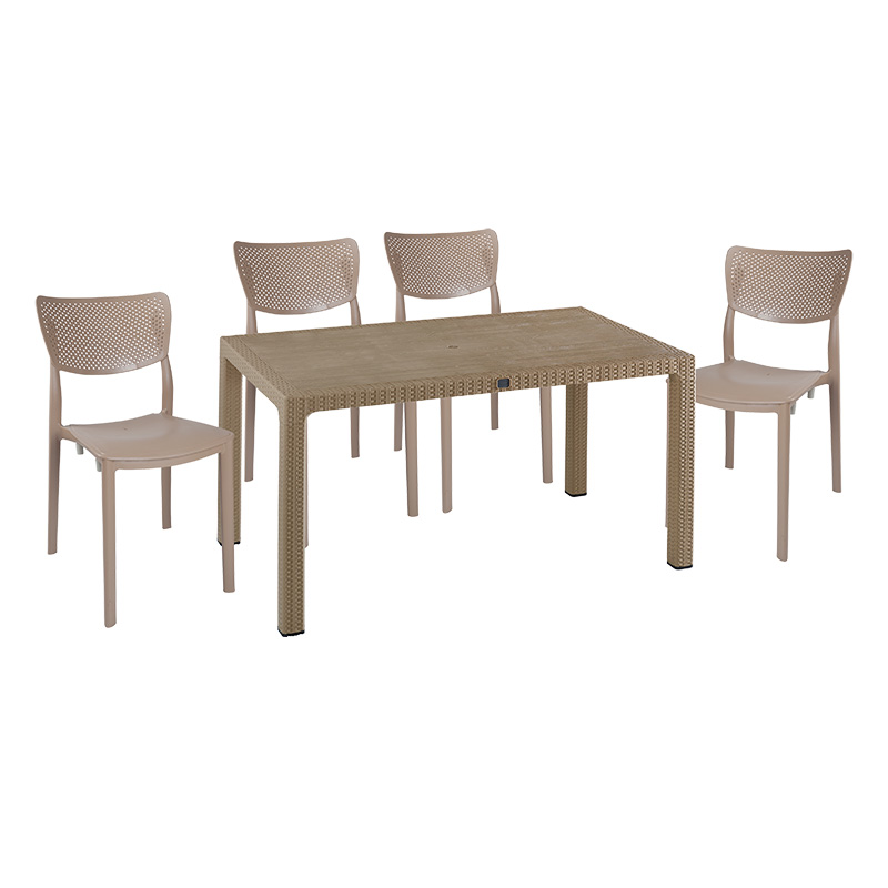 product_pako_253-000061 Τραπεζαρία Explore-Ignite σετ 5τεμ PP cappuccino 150x90x73,5εκ. - Image 1