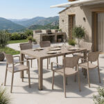 Τραπεζαρία Explore-Frontline σετ 7τεμ PP cappuccino 150x90x73,5εκ.