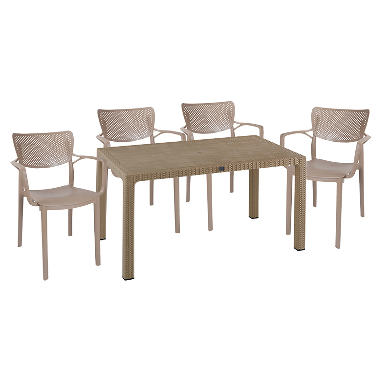 product_pako_253-000063 Τραπεζαρία Explore-Frontline σετ 5τεμ PP cappuccino 150x90x73,5εκ. - Image 1