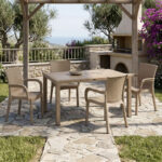 Τραπεζαρία Explore-Festive σετ 5τεμ PP cappuccino 150x90x73,5εκ.