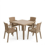 Τραπεζαρία Explore-Halcyon σετ 5τεμ PP cappuccino 90x90x73,5εκ - Image 2