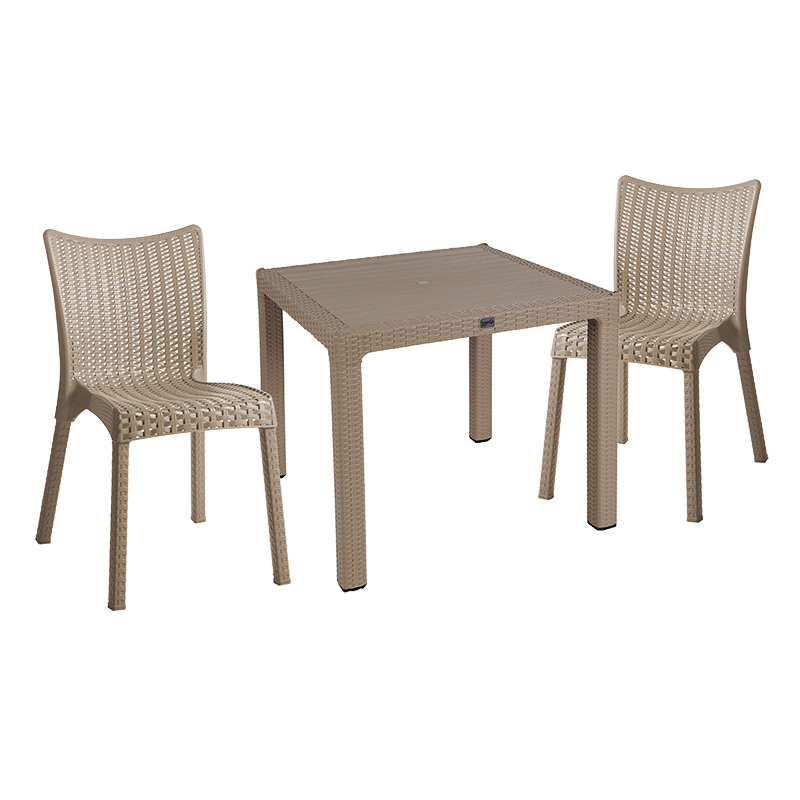 product_pako_253-000076 Τραπεζαρία Explore-Confident σετ 3τεμ PP cappuccino 90x90x73,5εκ - Image 1