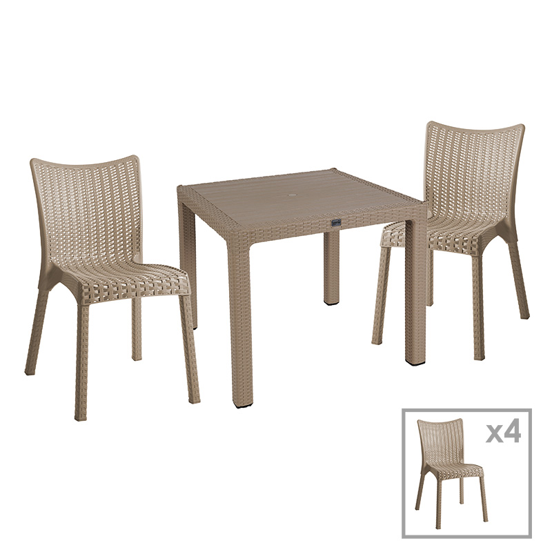 product_pako_253-000077 Τραπεζαρία Explore-Confident σετ 5τεμ PP cappuccino 90x90x73,5εκ - Image 1
